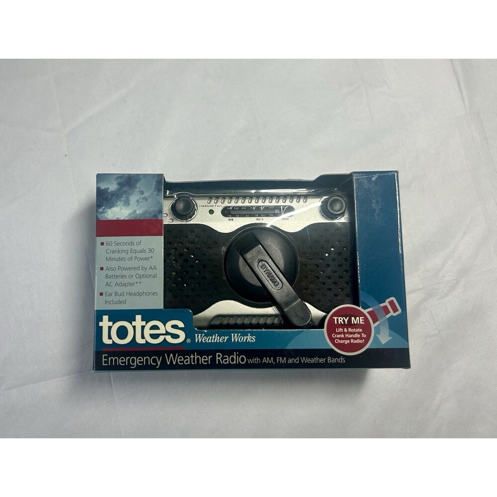 Totes Weather Works Emergency Weather Radio AM FM & Weather Bands Crank Handle